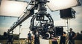 Professional cinema camera on a crane outdoors Royalty Free Stock Photo