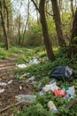 Plastic Rubbish in Natural Forest Royalty Free Stock Photo