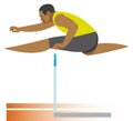 Powerful and impetuous African-American hurdler overcomes the ba