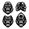 Powerful and imposing \'Silverback Gorilla Illustration Vector Style\' in a strong, commanding primate. Royalty Free Stock Photo
