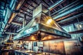 Powerful Industrial Kitchen Exhaust System Efficient Ventilation for Steel Fume Extraction and Restaurant Performance Royalty Free Stock Photo