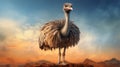 Powerful 8k Rendered Portraiture Of Ostrich Named Poll Sitting On Perch