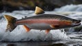 Leap of a salmon as it journeys upstream