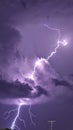 Powerful lightning bolt streaks through the night sky Royalty Free Stock Photo