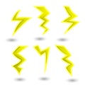 Powerful lightning bolts. vector set Royalty Free Stock Photo