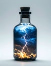 A powerful lightning storm captured in a glass bottle Royalty Free Stock Photo