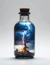 A Powerful Lightning Storm Captured in a Glass Bottle Royalty Free Stock Photo