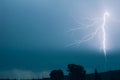 A powerful lightning strike, a demonstration of the power of nature