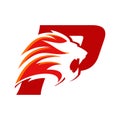 Powerful Logo design initial P Lion