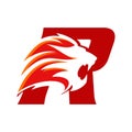 Powerful Logo design initial R Lion