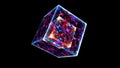 powerful magic ice bolt cube fusion and violet power mystery energy surface and eternal flame cube