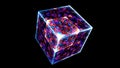 Powerful magic ice bolt cube fusion and violet power mystery energy surface and eternal flame cube