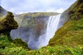 Powerful majestic waterfall at Skogafoss waterfall, Iceland