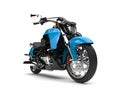Powerful modern blue chopper motorcycle - closeup shot Royalty Free Stock Photo