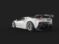 Powerful modern clear white luxury sports supercar - tail view