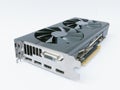 Powerful modern high end computer graphics card isolated on whit