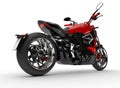 Powerful Modern Red Sports Motorcycle - Rear Wheel View