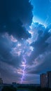 Powerful moment Lightning strike captured during a dramatic thunderstorm Royalty Free Stock Photo
