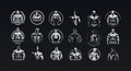 Powerful muscular athletes icons for GYM logos. Masculine figures silhouette for fitness, bodybuilding, and health