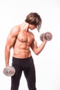 Powerful muscular man lifting weights Royalty Free Stock Photo