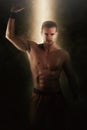 Powerful muscular man . superhuman shirtless