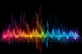 Powerful music. Frequency in different colors. Beautiful illustration picture. Generative AI