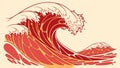 Powerful Ocean Wave Artistic Rendition, vector design Generative AI Royalty Free Stock Photo