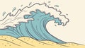 Powerful Ocean Wave Crashing on Beach Surfing Vector, vector design Generative AI Royalty Free Stock Photo