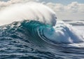 Powerful ocean wave crashing with white foam and turquoise water Royalty Free Stock Photo