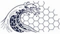 Powerful Ocean Wave with Hexagonal Overlay, vector design Generative AI Royalty Free Stock Photo