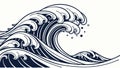 Powerful Ocean Wave in Stylized Abstract Form, vector design Generative AI Royalty Free Stock Photo
