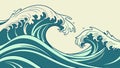 Powerful Ocean Wave in Stylized Vector Art, vector design Generative AI Royalty Free Stock Photo
