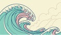 Powerful Ocean Wave in a Vibrant, Stylized Vector Design, vector design Generative AI Royalty Free Stock Photo
