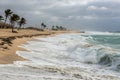 Ocean waves on Boavista island coast in Cabo Verde