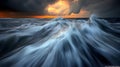 Powerful Ocean Waves At Dramatic Sunset Royalty Free Stock Photo