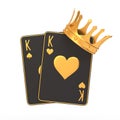 Pair of Kings in Poker with a Golden Crown Isolated on a White Background Royalty Free Stock Photo