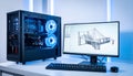 Powerful PC Workstation for 3D Design and Engineering Royalty Free Stock Photo