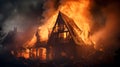 House on Fire - Capturing the Intensity and Urgency of a Tragic Scene, Unyielding Flames, Striking Photo