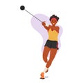 Powerful, Poised, And Determined, The Female Shot Put Athlete Commands The Circle. Muscles Flex, Focus Sharp