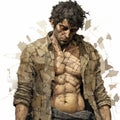 Powerful Portraits: A Grungy Patchwork Of Chaotic Academia In 2d Game Art Royalty Free Stock Photo