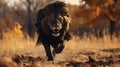 Powerful Portraits: A Lion\'s Majestic Run Through The Forest