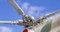 Propeller and blades of a military helicopter against the sky Royalty Free Stock Photo