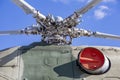 Propeller and blades of a military helicopter against the sky Royalty Free Stock Photo