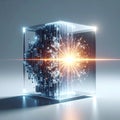 Quantum Core Energy in a Glass Cube Royalty Free Stock Photo
