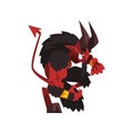 Powerful red demon fantasy magical creature character vector Illustration on a white background