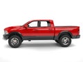 Powerful red modern pick-up truck - side view Royalty Free Stock Photo