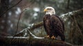 Majestic bald eagle perched on a branch created with Generative AI