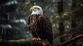 Majestic bald eagle perched on a branch created with Generative AI