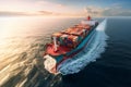 A powerful, reliable sea container ship that transports containers around the world over the endless waves of the ocean