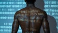 Digital Identity Projected on a Muscular Mans Back Royalty Free Stock Photo